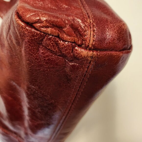 Vintage Burgundy Leather Bag - Picture 6 of 12